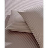 Komfort Home Çizgili Pamuk Saten Yastık Kılıfı / Sütlü Kahve (2 Adet) - 50x70 cm
