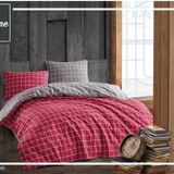 Komfort Home Ekose Kırmızı Tek Kişilik Ranforce Nevresim Takımı