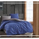 Komfort Home Ekose Ranforce Mavi Tek Kişilik Nevresim Takım