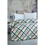 Komfort Home Tek Kişilik Baskılı Pamuklu Silikon Yorgan + Yastık / P7 - 155 x 215 cm - Yeşil - Bej