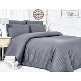 Komfort Home Tek Kişilik Çizgili Pamuk Saten Nevresim Takımı - 160 x 220 cm - Antrasit