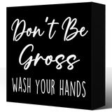 Komik Banyo Ahşap Kutu İşaretleri, Brüt Olmayın Ellerinizi Yıkayın Banyo Rafı Tuvalet Tuvalet Ev Masa Üstü Masa Dekoru için Ahşap Blok Levha, Rustik Banyo Plaketi Dekoru