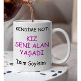 Komik - Esprili Kendime Not Seni Alan Yaşadı Yazılı Komik Kupa Bardak - Beyaz