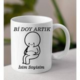 Komik - Esprili Kupa Bi Doy Artık Tasarımlı Isim Soyisim Yazılı Kişiye Özel Kupa Bardak - Beyaz