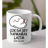 Komik - Esprili Kupa Çok Ta -Şey Yapmamak Lazım Tasarımlı Isim Soyisim Yazılı Kişiye Özel Kupa Bardak - Beyaz