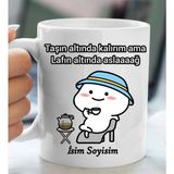 Komik - Esprili Kupa Taşın Altında Kalırım Ama Lafın Altında Aslaaağ Tasarımlı Isim Soyisim Yazılı Kişiye Özel Kupa Bardak - Beyaz
