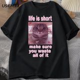 Komik Kedi Meme Grafik Tees Kediler Dank Memes T Shirt Komik Aptal Kediler T-Shirt Erkek Kadı - Siyah