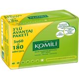 Komili Islak Havlu 3x60'lı 180 Yapraklı Günlük Kullanım İçin Ferah Koku Sağlayan