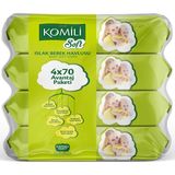 Komili Soft Islak Havlu 4 x 70 Yaprak Kokusuz 280 Yaprak Hassas Temizlik İçin Uygun