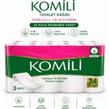 Komili Tuvalet Kağıdı 24 Rulo 3 Katlı Yumuşak ve Dayanıklı Ekonomik Paket