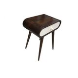 Komodin 17608 Klasik Model Kayın Retro ayak Bombe Parlak ceviz beyaz El Yapım