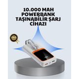 Kompakt 10000 Mah Powerbank – Dijital Göstergeli, Type-C ve Lightning Uyumlu