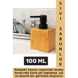 Kompakt Dayanıklı Lavabo Mutfak Banyo Deterjan Losyon Şampuan Şık Doğal Ahşap Sıvı Sabunluk 100 Ml