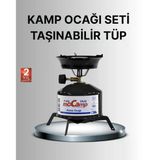 Kompakt Kamp Ocağı Seti Gaz Tüplü Ayarlanabilir Alevli 400G Hafif Tasarım Mir38735060