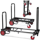 Kompakt Katlanır Ayarlanabilir Ekipman Arabası - Ağır Hizmet Tipi 8'i 1 Arada Dönüştürülebilir El Arabası/Dolly/Platform Arabası R-Trac Tekerlekler - 25 "ila 40" e kadar genişletilebilir - Pyle
