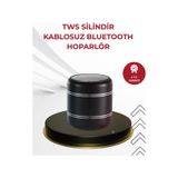 Kompakt Silindir Metal Bluetooth Hoparlör 400 Mah Uzun Pil Tws Destekli