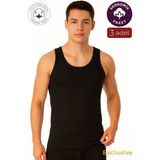 Kompedan 3'lü Paket Pamuklu Süprem Kalın Askılı Klasik Erkek Atlet | Siyah K0050 - XL