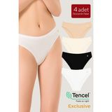 Kompedan 4'lü Paket Kadın Pamuklu Modal Esnek Yumuşak Slip Külot | Asorti K23924 - Karışık - XL
