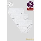 Kompedan Erkek Pamuklu Süprem Slip Külot 3'lü Paket – Rahat & Dayanıklı | Beyaz K0037