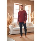 Kompedan Erkek Uzun Kollu 4 Mevsim Penye Süprem Önü Patlı Pijama Takımı | Bordo 800 - XL