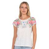 Kompedan Kadın Floral Desenli Yazı Detaylı Bluz | Özkan Ekru 25792