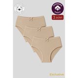 Kompedan Kadın Yüksek Bel Pamuklu Ribana Slip Külot 3'lü Paket – Esnek & Rahat | Ten K0305 - XL