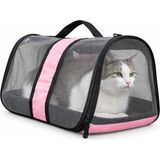 Komple Fileli Kedi Taşıma Çantası – Mdf Sert Tabanlı, Katlanabilir, Nefes Alabilen, Omuz Askılı & El Tutmalı, Hafif ve Sağlıklı Evcil Hayvan Taşıma Kutusu (45X28X28 Cm) (Pembe)