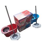 Komple Set 360° Spin Mop Yer Sileceği PROFF Paspas Zemin Temizleyici Kova Sıkma Başlıklı (Kırmızı)