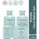 Komple Vücut Bakım Seti - Pürüzsüzleştirici Nemlendirici Canlı Cilt Görünümü Vegan (4'lü Set)