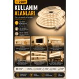 KOMPLİKE 220V Günışığı Tak Çalıştır Fişli Esnek Led Şerit - 1-20 Metre - 120 Çipli - Kesilebilir Yapışkanlı Led