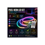 KOMPLİKE 5 Metre RGB Pixel Neon LED Seti – Uygulama ve Kumanda Kontrollü, Müzik Senkronizasyonlu, 5V USB, IP65