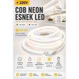 KOMPLİKE Premium Beyaz COB Neon LED Şerit 220V Tak-Çalıştır | Kendinden Yapışkanlı | Ultra Parlak | 1-100 Metre