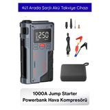 #Kompresör 1000A Jump Starter Powerbank Hava Kompresörü 4Ü1 Arada Şarjlı Akü Takviye Cihazı 150 Psı Dijital Lastik Şişir