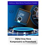 #Kompresör Taşınabilir Şarjlı Powerbank Hava Kompresörü Dijital Ekranlı Kablosuz Lastik Şişirme Otom