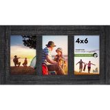 Kömür Siyahı 4x6 Üçlü Resim Çerçevesi - Aile Fotoğrafları ve Duvar Kolajı Için Şövale ve Cilalı Camlı Eskitilmiş Ahşap Dekoratif Resim Çerçeveleri - Duvar ve Masa Üstü Için - -- - Option-1