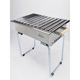 Kömürlü Portatif Mangal – 35×60 cm Pişirme Alanı, 430 Krom Gövde, Ahşap Kulplu, Ergonomik 65 cm Yükseklik
