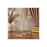 konak alışveriş konak 3114.A -KRİSTAL AYAKLI MUMLUK 3 LÜ GOLD