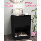 Konak Ev Eşyaları Kili Gizli Bölmeli Komodin,mdf,kurulu Gönderilir,montaj Gerekmez,siyah