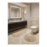 Konak Halı Premium Kaymaz Taban Peluş Banyo Paspası Seti Jüt Kenar Detaylı 2’li Oval Yuvarlak 100x60 60x60