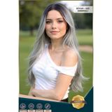 KONAK PERUK Fiber Sentetik Uzun Düz Peruk - Siyah / Gri Ombreli