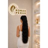 KONAK PERUK Fiber Sentetik Uzun Su Dalgalı Tokalı At Kuyruğu - Siyah
