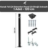 KONAK TEL ÇİT SİSTEMLERİ 1 ADET PANEL ÇİT DİREĞİ 120 CM AKSESUARLAR DAHİL - Antrasit