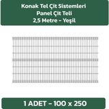 KONAK TEL ÇİT SİSTEMLERİ 1 ADET PANEL ÇİT TELİ 100X250 YEŞİL - Yeşil