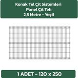 Konak Tel Çit Sistemleri 1 Adet Panel Çit Teli 120x250 Cm Yeşil