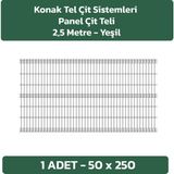KONAK TEL ÇİT SİSTEMLERİ 1 ADET PANEL ÇİT TELİ 50X250 CM YEŞİL - Yeşil