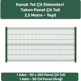 KONAK TEL ÇİT SİSTEMLERİ 1 ADET PANEL TAKIM (1 ADET PANEL ÇİT TELİ 50X250 CM + 1 ADET PANEL ÇİT DİREĞİ 50 CM) - Yeşil