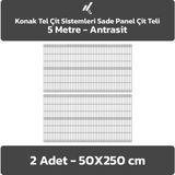 Konak Tel Çit Sistemleri 2 Adet Panel Çit Teli 50 x 250 cm 4 mm Tel Kalınlığı 55 x 150 mm Göz Aralığı - Antrasit