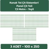 Konak Tel Çit Sistemleri 3 Adet Panel Çit Teli 100 x 250 cm 4 mm Tel Kalınlığı 55 x 150 mm Göz Aralığı - Yeşil