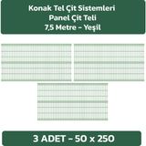 Konak Tel Çit Sistemleri 3 Adet Panel Çit Teli 50 x 250 cm 4 mm Tel Kalınlığı 55 x 150 mm Göz Aralığı - Yeşil