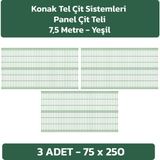 Konak Tel Çit Sistemleri 3 Adet Panel Çit Teli 75 x 250 cm 4 mm Tel Kalınlığı 55 x 150 mm Göz Aralığı - Yeşil